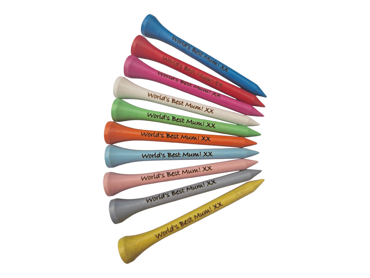 Personalised Coloured 70mm Golf Tees