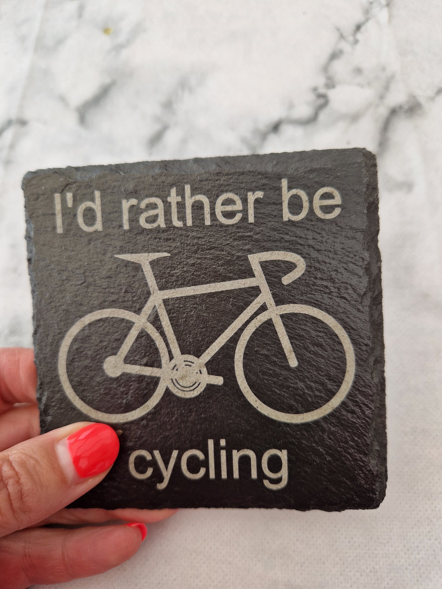 I'd Rather Be Cycling Slate Coaster