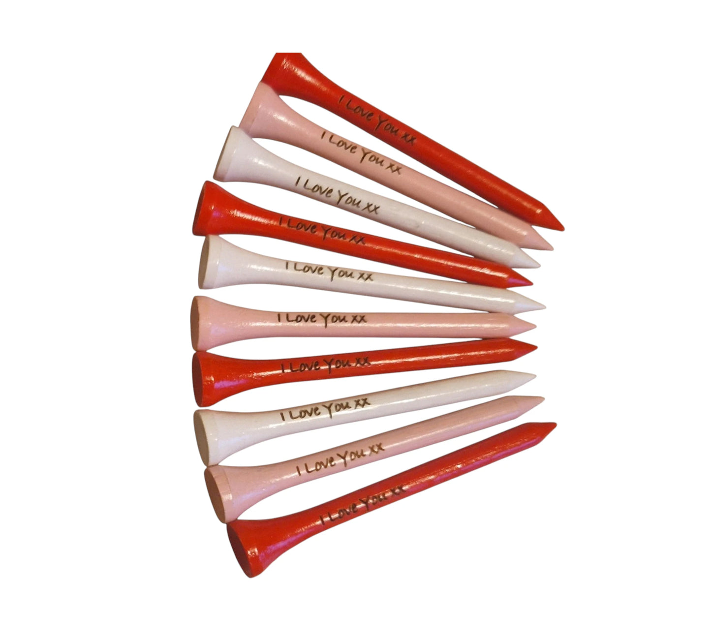 Personalised Red, Pink and White 70mm Golf Tees