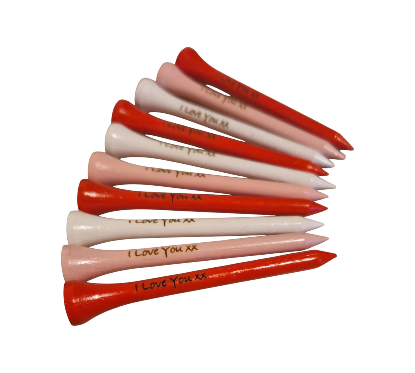 Personalised Red, Pink and White 70mm Golf Tees