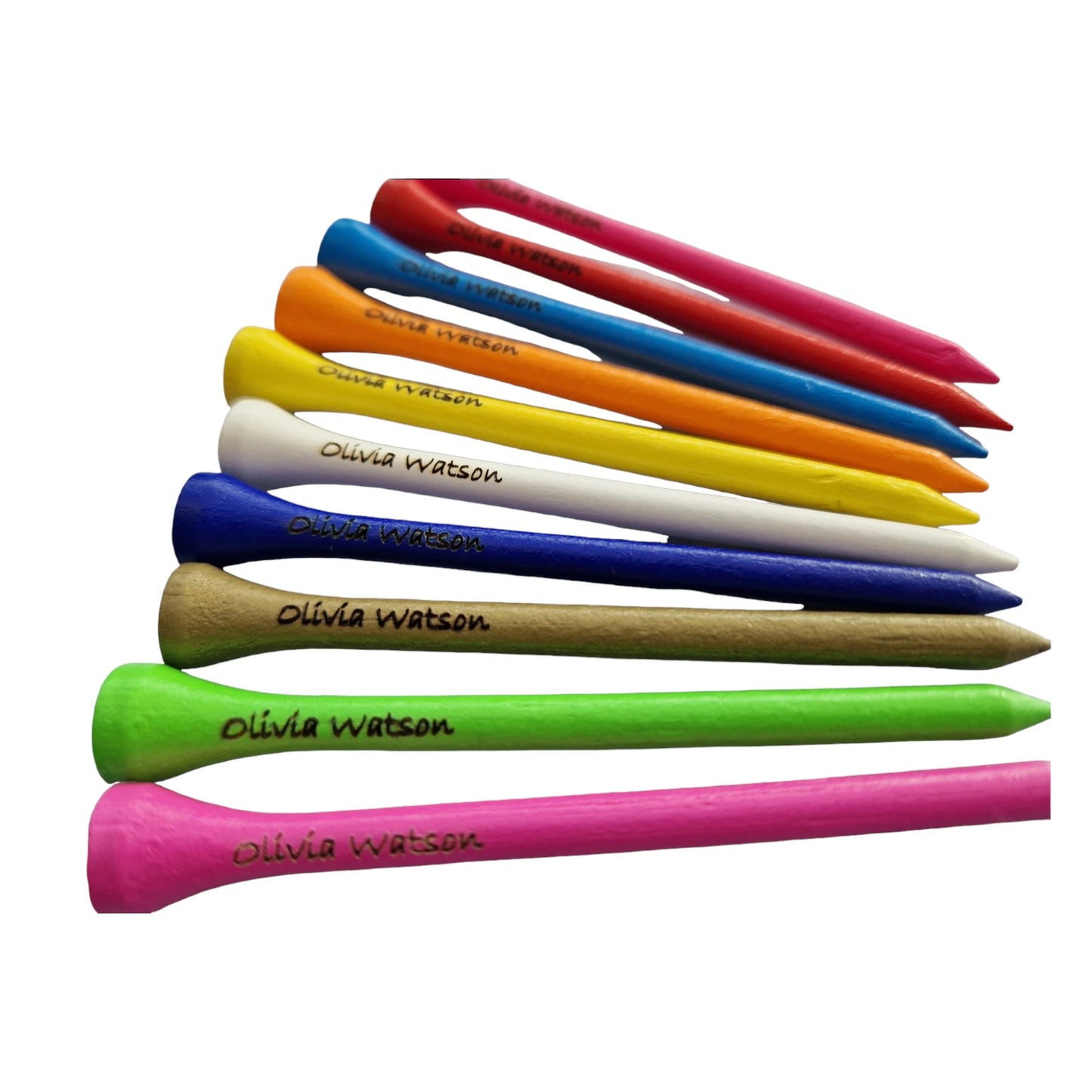 Coloured personalised golf tees