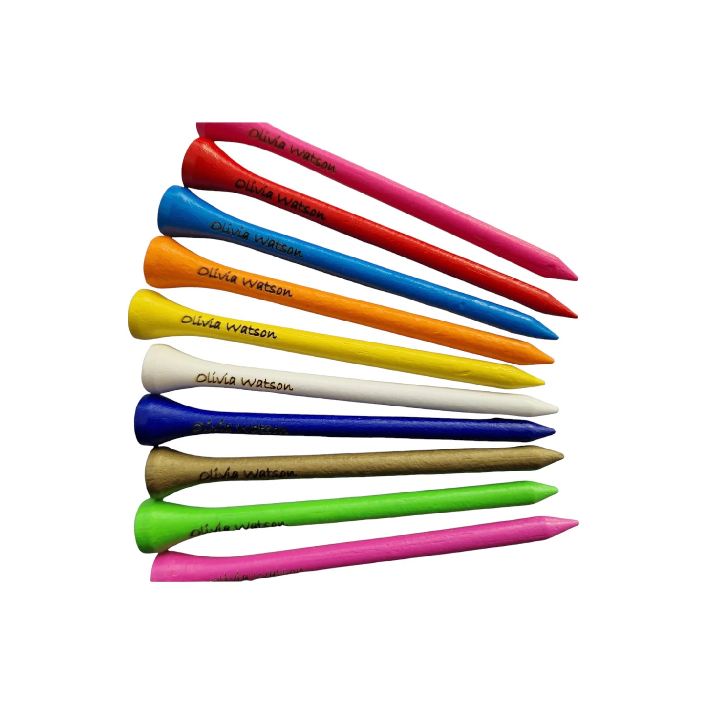 Coloured personalised golf tees